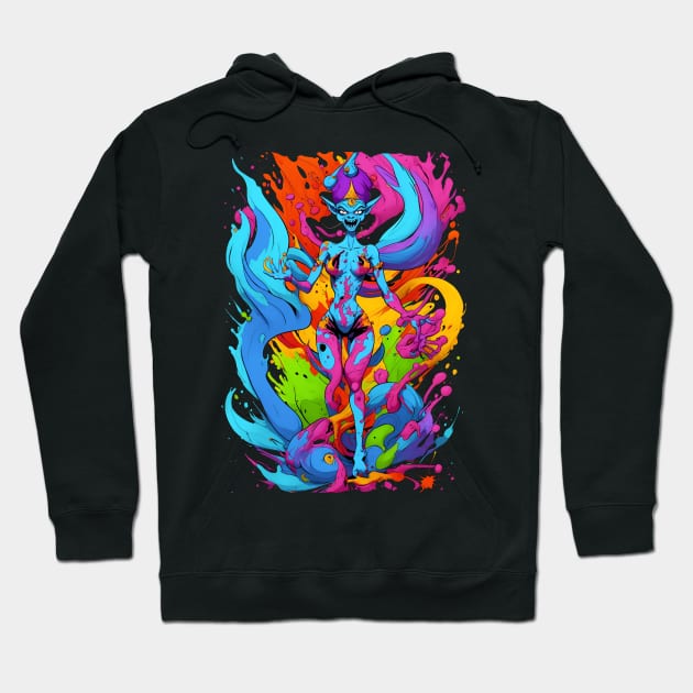 Evil genie color mix candy color splash style abstract art Hoodie by Terror-Fi